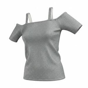 Chico's Travelers Collection Metallic Silver Cold Shoulder Top Size 2 (L) Tunic